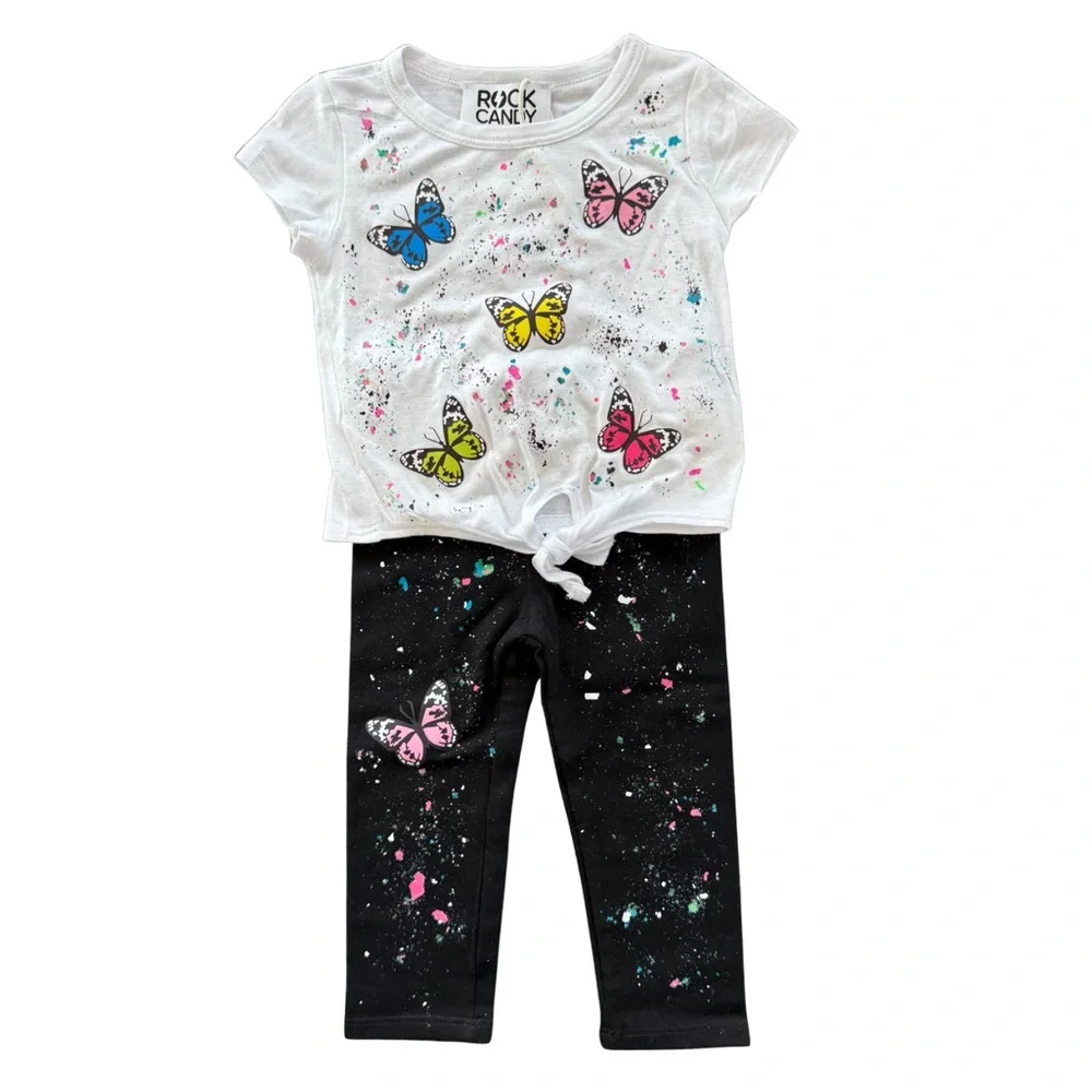Rock Candy Butterfly Splatter T-Shirt & Leggings Set Size 12M Multicolor NWT